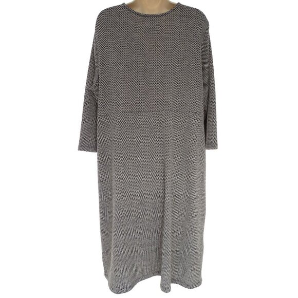 Black & White Chevron Knit Knot Midi Dress Size 2X 18 20 Fall Winter Plus Size - Picture 3 of 8